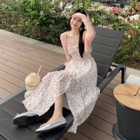 现货法式甜美碎花吊带开叉连衣裙+防晒冰丝小开衫M703