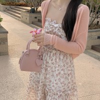 现货法式甜美碎花吊带开叉连衣裙+防晒冰丝小开衫M703
