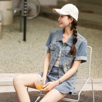 休闲减龄时髦薄款牛仔外套2024夏季新款女设计感好穿衬衫