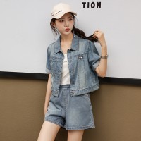 夏季高端短裤薄款牛仔套装女装2024新款高级感夏装搭配一整套时尚