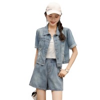 夏季高端短裤薄款牛仔套装女装2024新款高级感夏装搭配一整套时尚