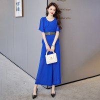 2024年夏季韩版时尚迷人减龄洋气优雅显高显瘦阔腿裤两件套