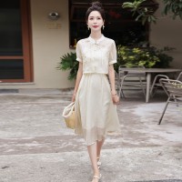 现货新中式吊带连衣裙女夏2024高级感今年流行淑女两件套装裙