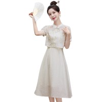 现货新中式吊带连衣裙女夏2024高级感今年流行淑女两件套装裙