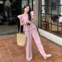 2024年夏季新款套装飞飞袖露背蝴蝶结款时尚减龄套装