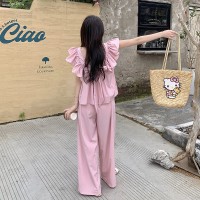 2024年夏季新款套装飞飞袖露背蝴蝶结款时尚减龄套装