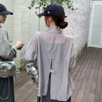 现货夏季新款修身设计感吊带长裙+后背开衩防晒衬衫两件套