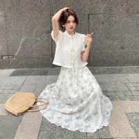 新中式短袖衬衫半身裙两件套155