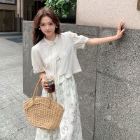 新中式短袖衬衫半身裙两件套155