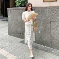新中式短袖衬衫半身裙两件套155
