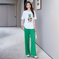 现货2024新款夏装阔腿裤时髦时尚休闲炸街两件套