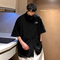 CH011夏季新款男士短袖衬衫白色时尚百搭青少年衬衣潮