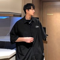CH011夏季新款男士短袖衬衫白色时尚百搭青少年衬衣潮