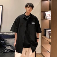 CH011夏季新款男士短袖衬衫白色时尚百搭青少年衬衣潮