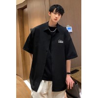CH011夏季新款男士短袖衬衫白色时尚百搭青少年衬衣潮
