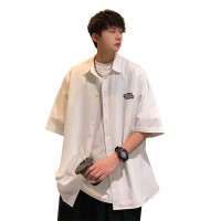 CH007休闲复古短袖衬衫男夏季新款潮流高级感痞帅青少年寸衣