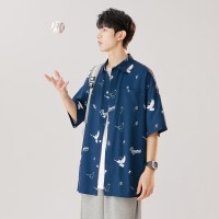 满印花衬衣复古时尚短袖衬衫男士上衣夏季新品