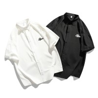 CH004港风复古衬衫夏季男款短袖衬衣青少年宽松休闲外套