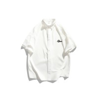 CH004港风复古衬衫夏季男款短袖衬衣青少年宽松休闲外套
