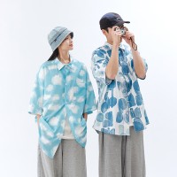 短袖花衬衫女夏季新款设计感小众上衣男女同款舒适宽松印花衬衣