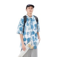短袖花衬衫女夏季新款设计感小众上衣男女同款舒适宽松印花衬衣