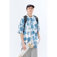 短袖花衬衫女夏季新款设计感小众上衣男女同款舒适宽松印花衬衣