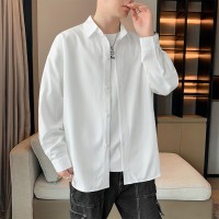 7304（佳乐）秋季黑色衬衫衣男内搭高级感白色男生长袖