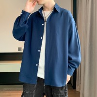 7304（佳乐）秋季黑色衬衫衣男内搭高级感白色男生长袖