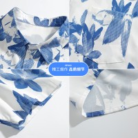潮花衬衫男士短袖潮流休闲衬衣夏季男装半袖修身冰丝透气薄寸衫