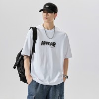 短袖男2024夏季新款美式潮牌字母印花休闲体恤宽松潮流重磅T恤男