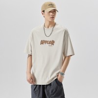 短袖男2024夏季新款美式潮牌字母印花休闲体恤宽松潮流重磅T恤男