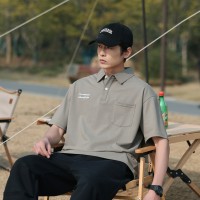2024夏季新款翻领Polo衫男刺绣短袖时尚口袋款美式休闲T恤男