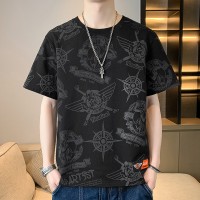 大码短袖t恤男士新款夏季纯棉休闲潮流上衣宽松潮流短袖T恤