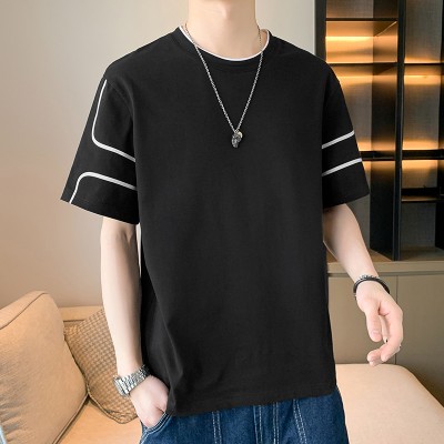 <!--大码短袖t恤男士新款夏季纯棉休闲潮流上衣宽松潮流短袖T恤-->