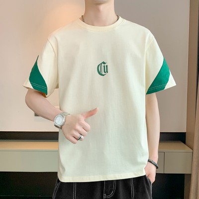 <!--大码短袖t恤男士新款夏季纯棉休闲潮流上衣宽松潮流短袖T恤-->