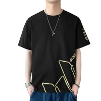 纯棉短袖T恤男士夏季韩版潮流烫金时尚宽松休闲短袖