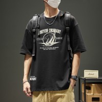 短袖男2024夏季新款美式潮牌字母印花休闲宽松潮流重磅T恤男