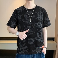 大码短袖t恤男士新款夏季纯棉休闲潮流上衣宽松潮流短袖T恤