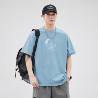 Q青少年短袖t恤男设计感小众印花美式高街ins潮牌潮流夏季半