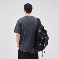 Q冰丝短袖t恤男美式夏季薄款宽松大码男士速干上衣半袖打底衫