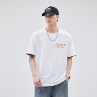 Q冰丝短袖t恤男美式夏季薄款宽松大码男士速干上衣半袖打底衫
