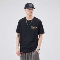Q冰丝短袖t恤男美式夏季薄款宽松大码男士速干上衣半袖打底衫