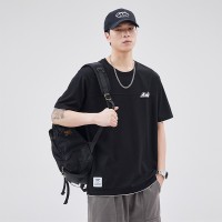 Q冰丝t恤男夏季薄款宽松速干上衣服男士潮牌字母休闲港风短袖