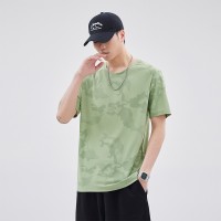 Q冰丝短袖t恤男美式夏季薄款宽松大码男士速干上衣半袖打底衫