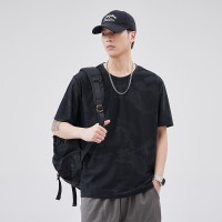 Q冰丝短袖t恤男美式夏季薄款宽松大码男士速干上衣半袖打底衫