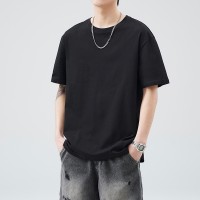 Q2024夏季短袖T恤男纯色冰感宽松半袖白色日系简约款运动百搭