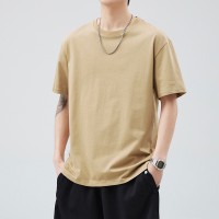 Q2024夏季短袖T恤男纯色冰感宽松半袖白色日系简约款运动百搭