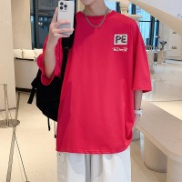 Q2024夏季重磅短袖t恤男240G潮宽松情侣夏季运动休闲落肩款T