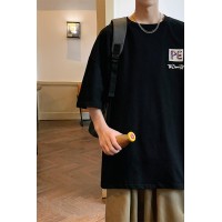 Q2024夏季重磅短袖t恤男240G潮宽松情侣夏季运动休闲落肩款T