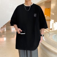Q2024夏季重磅短袖t恤男240G潮宽松情侣夏季运动休闲落肩款T